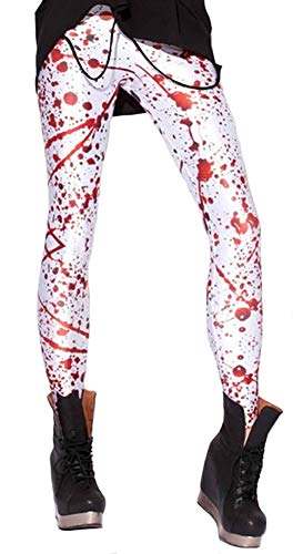 Sister Amy Women's High Waist White Skeleton Digital Printted Ankle Elastic Tights Legging #TOP2