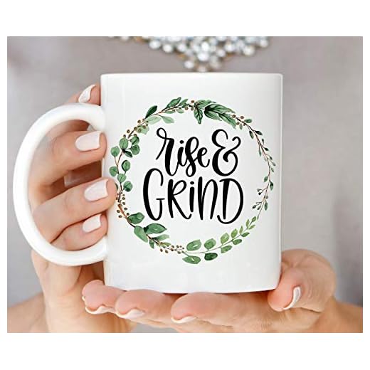 Kaffemugg | Rise and Grind | blommig citat mugg | söt mugg | motiverande citat | bästa vän gåva | medarbetare gåva | kontorsmugg | boss gåva unik present nyhet keramisk kaffemugg tekopp vit