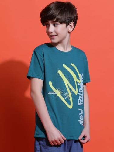 Image of Li'l Tomatoes Boys Cotton T-Shirt | Graphic Printed Half Sleeve Casual Summer Wear | Soft & Breathable | 9-16 Years