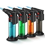 Samniu 4 Pack of Torch Lighter, Jet Flame, Butane gas, Mini Refillable Windproof Lighters, for candle, fireplace, grill (Gas not Included)