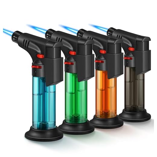 Samniu 4 Pack of Torch Lighter, Jet Flame, Butane Gas, Mini Refillable Windproof Lighters, for Candle, Fireplace, Grill (Gas not Included)