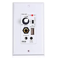 Pyle Bluetooth Receiver Wall Mount, in-Wall Audio Control with Built-in Amplifier | USB, Microphone, Aux (3.5mm) Input | Terminal Block | Connect 2 Speakers - 100 Watt (PWA15BT.5)