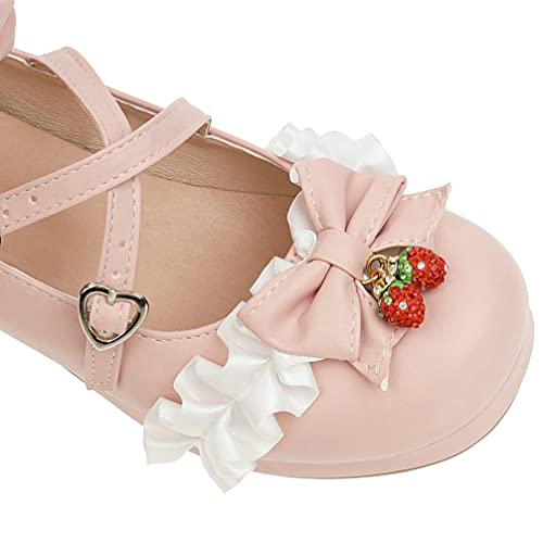 KOKOMOMO Womens Sweet Lolita Platform Shoes Kawaii Bow Mary Janes Low Block Heel Pumps4