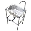 HEZHANG Cateeinzelnes Waschbecken Haushalt Regal Sink Gemüse Spüle Edelstahl 304 Gewerbe Ausgussbecken Im Freien Innen…