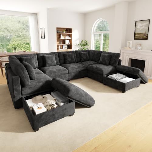 Canapé angle U convertible 8-9 pl rangement Sapgaks