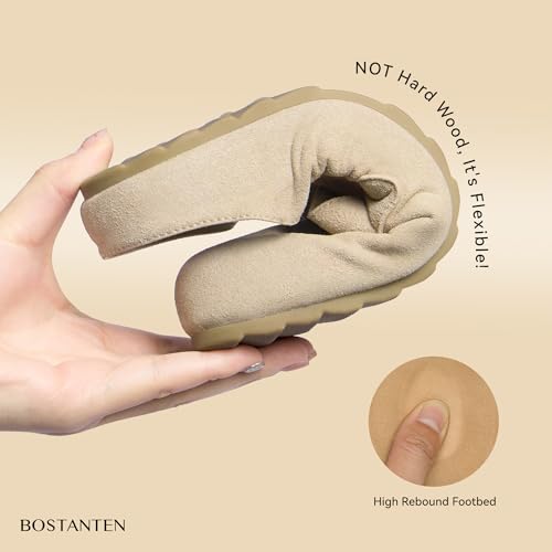 Image of BOSTANTEN Clogs for Women Wide Width Comfortable Suede Mules with Soft Footbed and Arch Support, Cute Slip On Potato Shoes