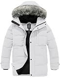 wantdo Men's Winter Coats Thick Bubble Jackets Waterproof Rain Jackets (White, Medium)
