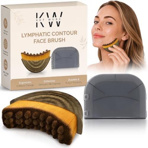 Lymphatic Contour Face Brush Facial Brush for Lymphatic Drainage Dry Lymphatic Massage Brush Face Sculpting Brush Contour Face Brush Jawline and Chin Sculpting Face Depuffer Facial Tool