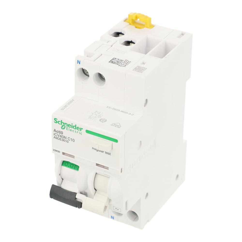 Schneider Electric A9DE3610 Interruptor Diferencial con Protección Contra Sobrecorriente (RCBO), 85mm x 36mm x 73mm, Blanco
