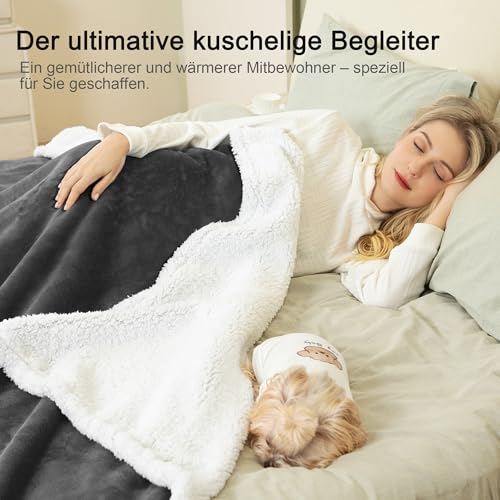 Winthome Kuscheldecke Dicke Warme, Decke Flauschig, Fleecedecke Doppelseitiges Design, Winterdecke Spart Heizkosten… – Ansicht 5