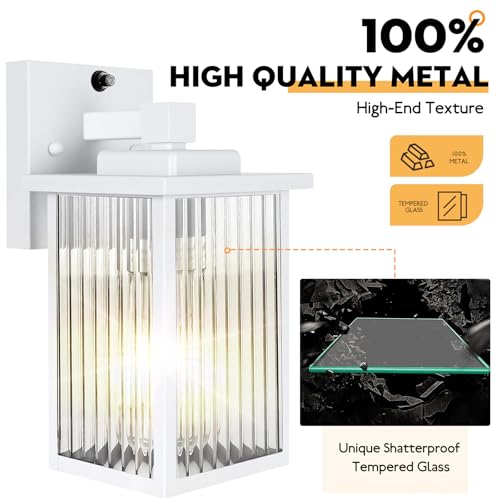 Image of 2 Pack Dusk to Dawn Outdoor Lighting, IP65 Waterproof Outdoor Porch Light with Tempered Glass, Outdoor Light Fixture for House Exterior Front Door Garage Patio(White)