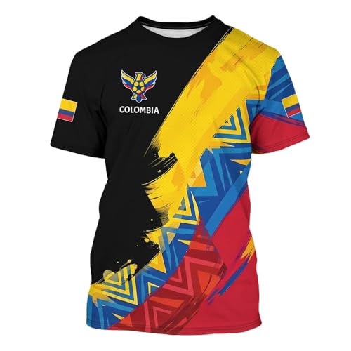 BJU Colombia Soccer Jersey Sports Fan Jersey Collection Football Training Apparel T-Shirt Crewneck Short Sleeves for Men and Women