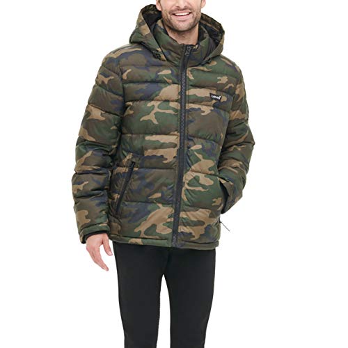 Image of LEVI'S Men's Mid-length Quilted Performance Hoody Puffer Jacket