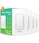 GHome Smart Dimmer Switch, Single Pole, Neutral Wire Required, 2.4GHz Light Switch WiFi Compatibl...