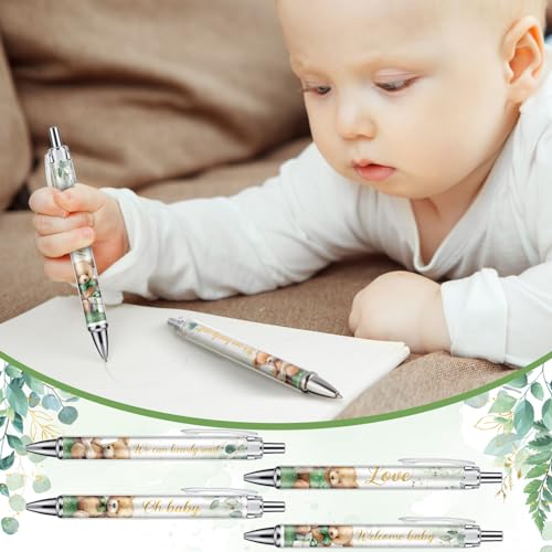image for Chuangdi 24 Pcs Green Bear Baby Shower Ballpoint Pens Favors Bulk Retr