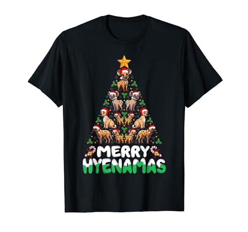 Animal Hyena Xmas Shirt Merry Hyenamas Christmas Tree Camiseta