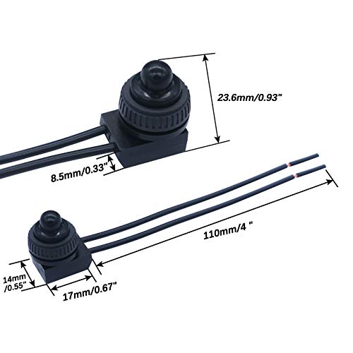 Mxuteuk 5Pcs 12V Waterproof Push Button Switch Wired Spst On-Off Switches Black, Use For Rv Motorcycle/Car Mxu-Kp-107 #TOP1