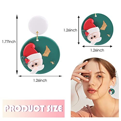 Christmas Polymer Clay Earrings For Women And Girls, Handmade Cute Funny Drop Dangling Fall Stud Boho Bohemian Santa Holiday Earrings Vintage Oval And Round Shape Teacher Earring Pendant Jewelry #TOP1