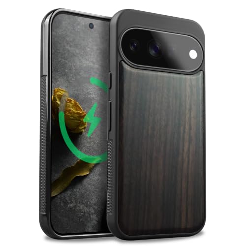 Étui pour Pixel 11 magnétique antichoc avec coque bois brut sombre compatible Google Pixel 11