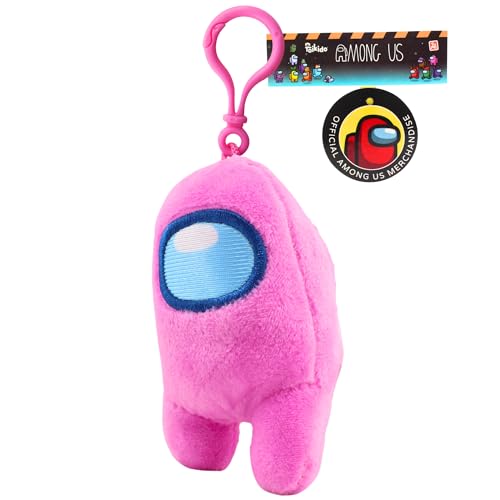 Toptoys2u Bargain Bundles Among-Us Super Soft Gift Quality 10cm Plush Toy Bag Clips - Pack of 3 White, Pink, & Green Crewmates