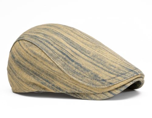 Image of Quanhaigou Unisex Denim Newsboy Hats Flat Ivy Gatsby Cabbie Driving Berets Hat Cotton Dad Cap for Men Women