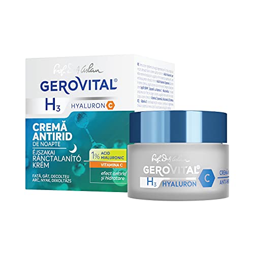 GEROVITAL Anti-Wrinkle Day Face Cream Rich in Hyaluronic Acid, Vitamin C and Niacinamide, Vitamin E, Intense Moisturizer, for Normal, Mixed, Dry Skin, 50 ml