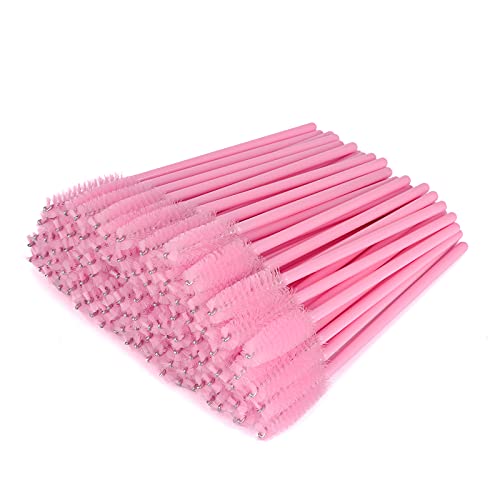 G2PLUS 100PCS Disposable Eyelash Brushes, Rose Mascara Wands Applicator Makeup Kits, Eyelash Spoolies Brushes for Eyelash Extensions and Eyebrows