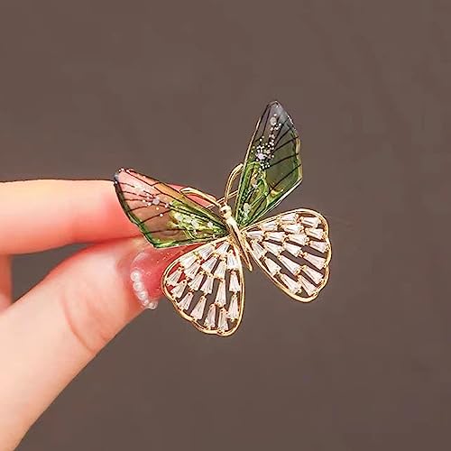 Image of Rhinestone Animal Butterfly Brooch Pin, Colorful Crystal Insect Butterfly Wings Suit Lapel Pin, Coat Pin Jewelry for Women Girls