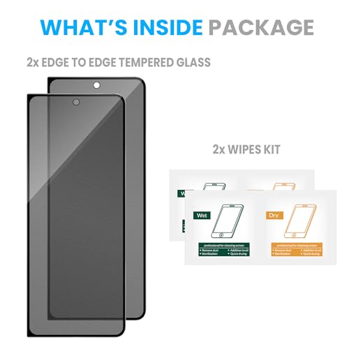 Image of ArmourPro Matte Privacy Tempered Glass for Samsung Galaxy Z Fold 4, Pack of 2, Anti Spy Anti Glare Screen Protector, Edge-to-Edge Full Coverage, 9H Anti Scratch, Smooth Touch, Easy Installation Kit