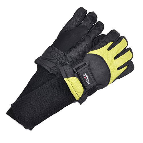 SnowStoppers Kid's Waterproof Ski & Snowboard Winter Gloves (Small Ages 6-10, Lime)