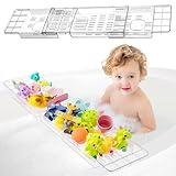 Honeydak Expandable Bath Toys Organizer Bath Toy Storage Basket Clear Acrylic Bathtub Tray with 3 Compartment Horizontal Large Openings Bath Toy...