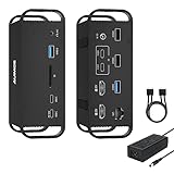 ✅Strong Power Delivery USB C Hub: MacBook Pro/Air Dockingstation Mit seinem unabhängigen 96-W-Laptop-Netzteil bietet bis zu 87 W sicheres und schnelles Aufladen für das angeschlossene MacBook Pro/Air, alle Anschlüsse des Docks teilen sich eine maximale Stromversorgung Stabile Leistung, Der 18-W-Power-Delivery-USB-C-Anschluss ermöglicht eine superschnelle Aufladung Ihres Telefons. NEIN Kauf eines zusätzlichen Wandladegeräts für das iPhone.