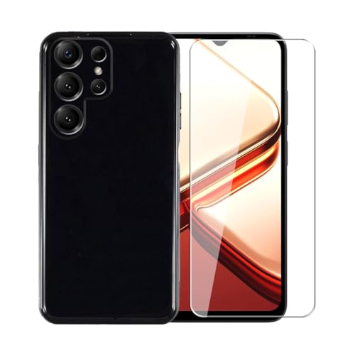 WDMYLFTW Doogee Note 56X Pro�p�P�[�X + �K���X�X�N���[���v���e�N�^�[ �����t�B���� - �����V���R�� �\�t�g �t���L�V�u�� �o���p�[ �ϏՌ� TPU �ی�J�o�[�V�F�� (�u���b�N)