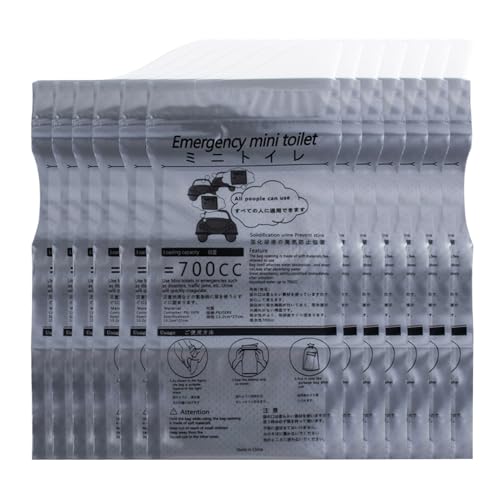 12 Pcs 700ML Emergency Urine Bag,Disposable Urinal Portable Toilets for Adults,Camping Toilet Travel Urine Bag Leak Proof Sealed Design Lightweight Foldable for Hiking Pregnant Women Children(Grey)