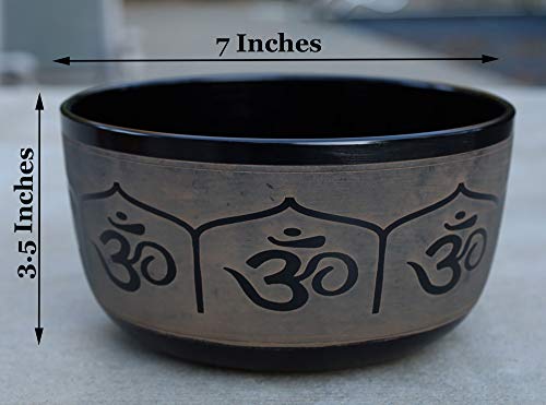 Dharmaobjects Tibetan Meditation Hindu Om Singing Bowl Mallet Mat Cushion Set (7 Inches, Om) #TOP2