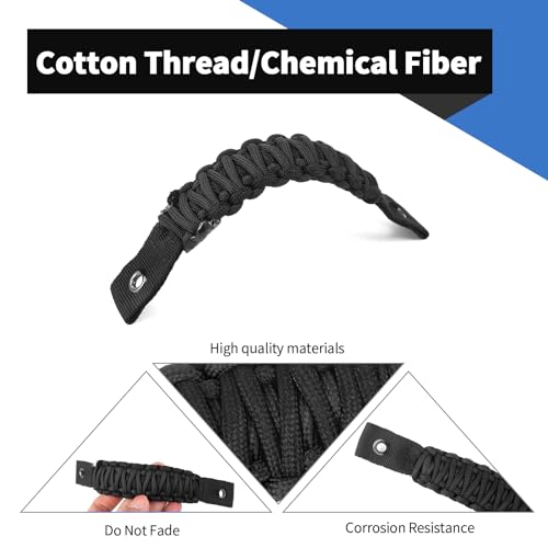 Voodonala Jeep Wrangler JL Rear Window Grip Handle - Paracord Grab Handle Compatible with Jeep Wrangler JL JLU 4XE 2018-2024 Trunk Tailgate Assist Grip (1Pc, Full Black, Add Washers) by Voodonala - Used condition - Image 5