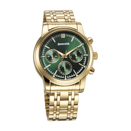 Sonata Festive Quartz Analog Green Dial Watch for Men