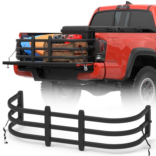 Haul Firm Adjustable Aluminum Truck Bed Extender，Universal 48"-61" Small Extender for Truck 2005-2026 Tacoma，2020-2026 Gladiator， 2017-2026 Ridgelin，2012-2022 Frontier，Requires Drilling