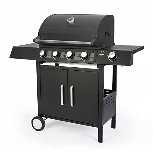 Gasgrill Columbus von EL Fuego® 3 + 1 Brenner Grill Smoker Grillwagen BBQ, inkl. Seitenbrenner, verchromter Warmhalterost, Brenner aus Edelstahl, auf Rädern AY 562 3 Gasgrill "SAN ANGELO 4+1" von El Fuego® | 4 Hauptbrenner + 1 Seitenbrenner | Edelstahl, inkl. Gasschlauch und Druckminderer | Grill Smoker Grillwagen BBQ | AY 582