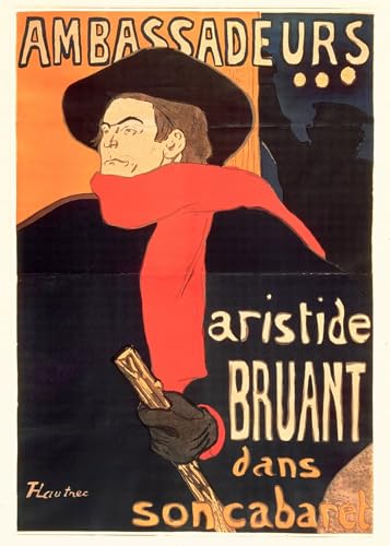 Tableaux Graffiti Art Mural Henri de Toulouse-Lautrec Ambassadeurs Bruant 60x90cm