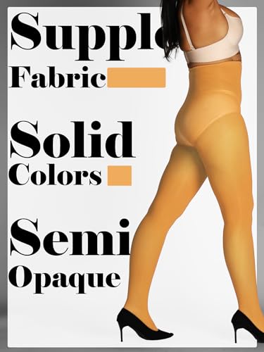 Image of HONENNA Semi Opaque Silky Women Pantyhose Tights, 20+ Colors Invisibly Toe Reinforced 60 Den Size A-E