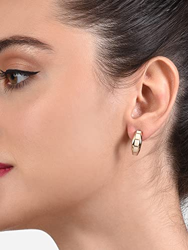Image of Zaveri Pearls Set Of 3 Gold Tone Contemporary Smart Casual Wear Hoop Earrings For Women-ZPFK14045