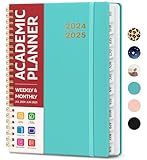 Academic Planner 2024-2025 For Women & Men, Monthly and Weekly Calender Planner, Jul 2024 - Jun 2025, A5 (6.3' x 8.5'), Teacher Planner 2024-2025 with Tabs, Ideal for Office School Supplies-Style1-Aquamarine