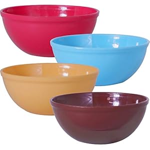 Wonder Sigma 1000 Microwave Safe Multipurpose Plastic Bowl Set, 4 pc Bowl 650 ml, Red Blue Yellow Brown Color, Made in…