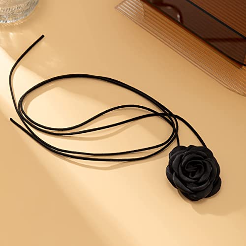 Idutey Black Flower Choker Necklace Velvet Big Rose Flower Necklace Floral Choker - Exquisite Design For Nightclubs, Parties, And Everyday Wear For Women And Girls #TOP4
