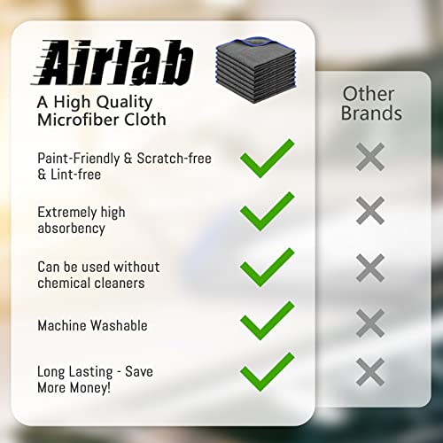 Airlab Microfiber Towels For Cars Wash & Drying Auto Detailing, Highly Absorbent, Lint-Free, Streak-Free, All-Purpose Cleaning Cloths For Household, 16" X 16", Pack Of 8, Grey #TOP3
