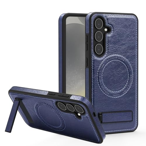 �L�b�N�X�^���h�t�� Samsung Galaxy S25 Plus 5G �p���C���U�[�P�[�X |���C�����X�[�d�Ή��A�R�p�ϏՌ��A���߉\�ȃX�^���h�A�ی�J�o�[(Blue)