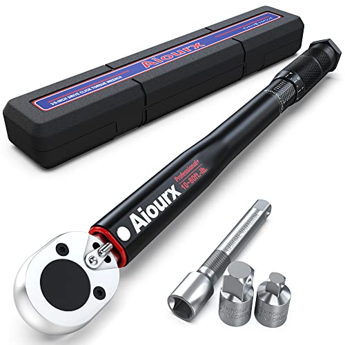 Aiourx 3/8-Inch Drive Click Torque Wrench Set 10-80 Ft.-Lb. / 13.6-108.5 Nm 4 Piece Black #TOP1