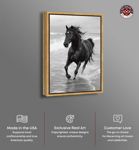 Graceful Horse Canvas Black and White Art Prints by Notoriart, Gold Frame, 24" x 36" by NotoriArt - Used condition - Image 2