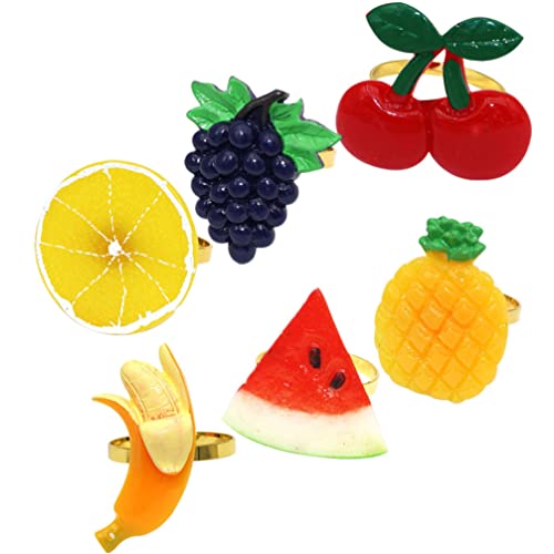 HEMOTON 6 Pezzi Fibbia Del Tovagliolo Di Frutta Portatovaglioli Di Porta Tovaglioli Portatovagliolo Tropicale Portatovaglioli Da Matrimonio Centro Tavola Ciliegia Estate Banchetto Lega